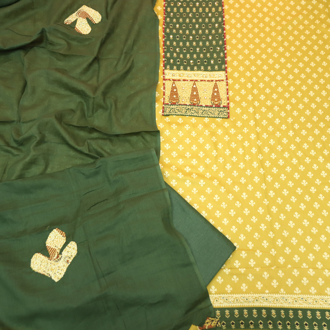 Heeriye Yellow Patra Work with Ajrak Printed Cotton Set