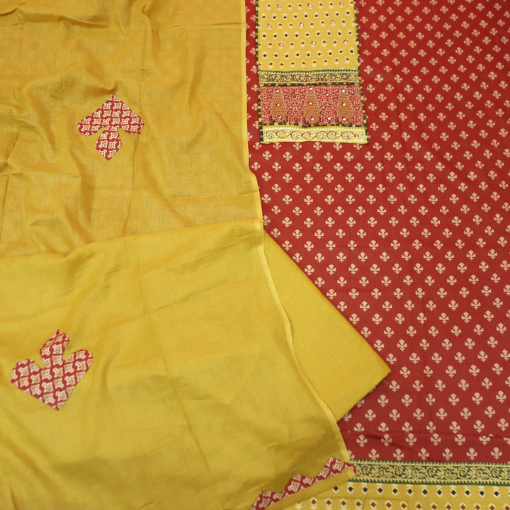 Heeriye Red Patra Work with Ajrak Printed Cotton Set