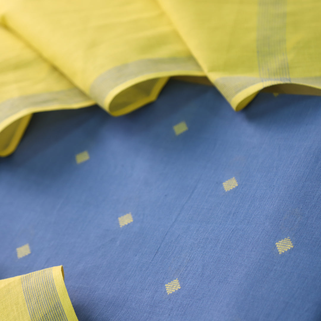 Madhubala Electric Blue All Over Thread Weaved Handloom Cotton Suit Set