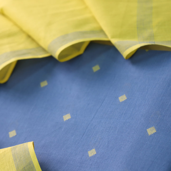 Madhubala Electric Blue All Over Thread Weaved Handloom Cotton Suit Set