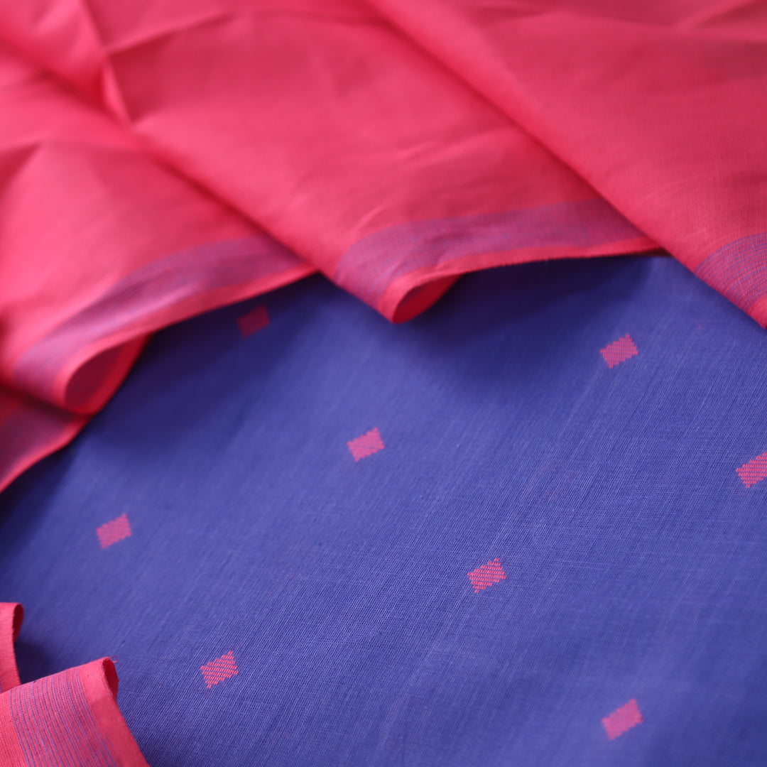 Madhubala Neon Blue All Over Thread Weaved Handloom Cotton Suit Set