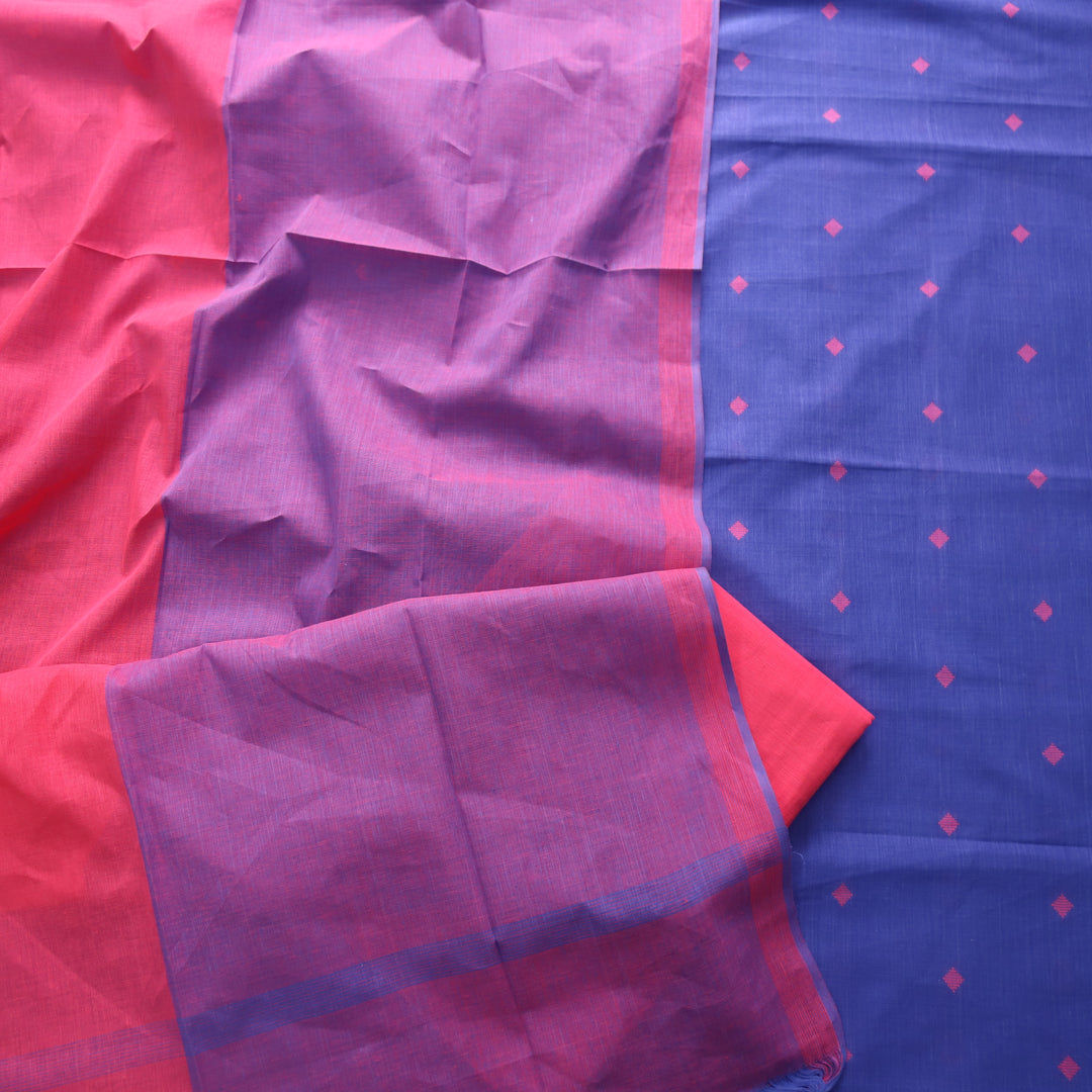 Madhubala Neon Blue All Over Thread Weaved Handloom Cotton Suit Set