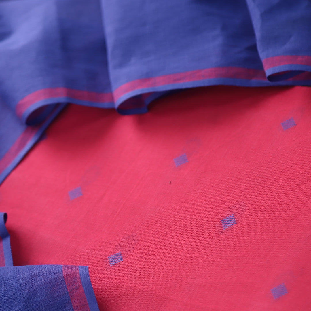 Madhubala Neon Pink All Over Thread Weaved Handloom Cotton Suit Set