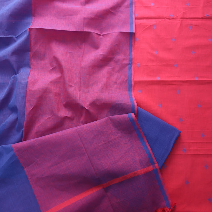 Madhubala Neon Pink All Over Thread Weaved Handloom Cotton Suit Set