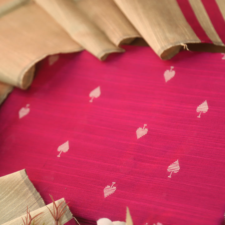 Premika Magenta Pink Thread Weaved Work Chanderi Tussar Silk Suit Set