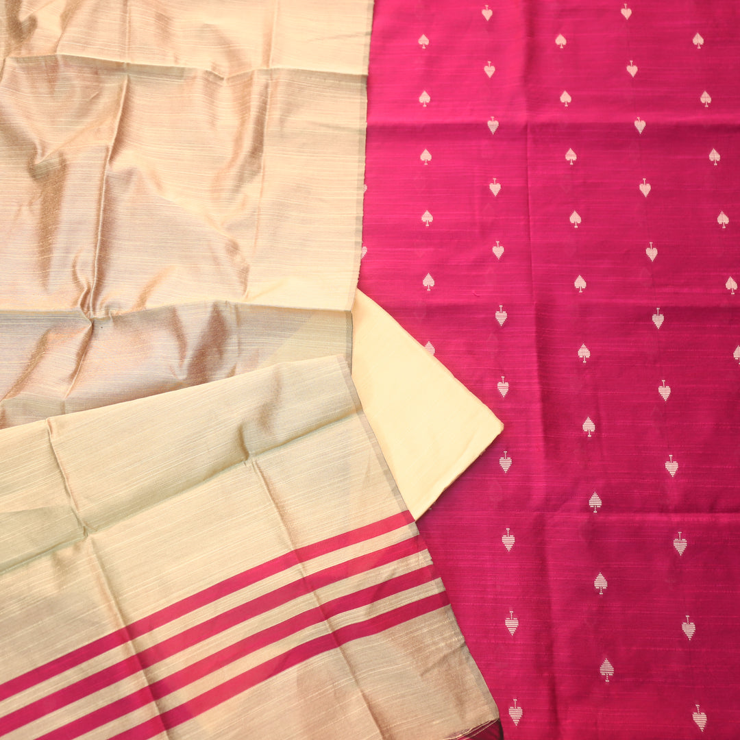 Premika Magenta Pink Thread Weaved Work Chanderi Tussar Silk Suit Set