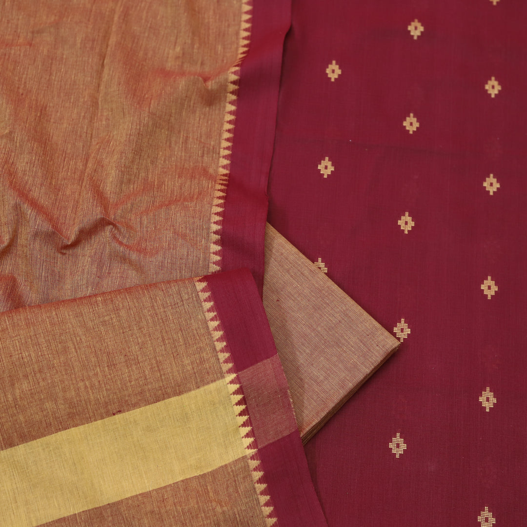 Wamiqa Burgundy Red All Over Thread Weaved Work Cotton Suit Set