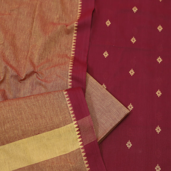 Wamiqa Burgundy Red All Over Thread Weaved Work Cotton Suit Set