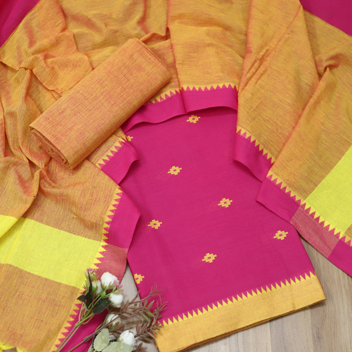 Wamiqa Rani Pink All Over Thread Weaved Work Cotton Suit Set