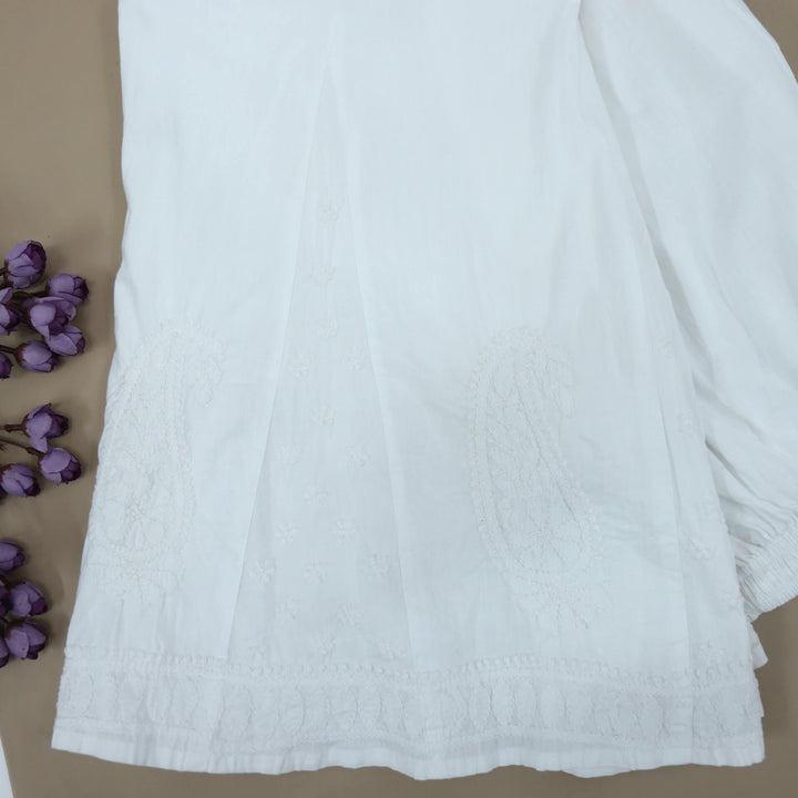 White Chikankari Work Palazzo -D2