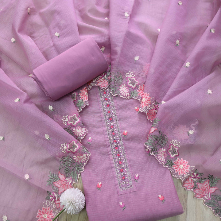 Suhani Orchid Mauve Moti Embellished Work Kota Doriya Suit Set