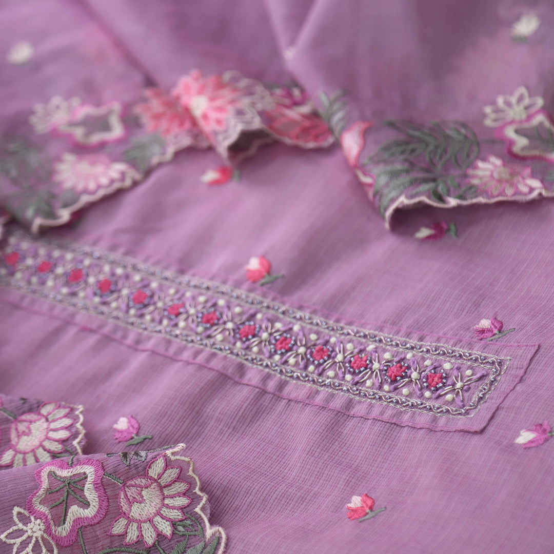 Suhani Orchid Mauve Moti Embellished Work Kota Doriya Suit Set
