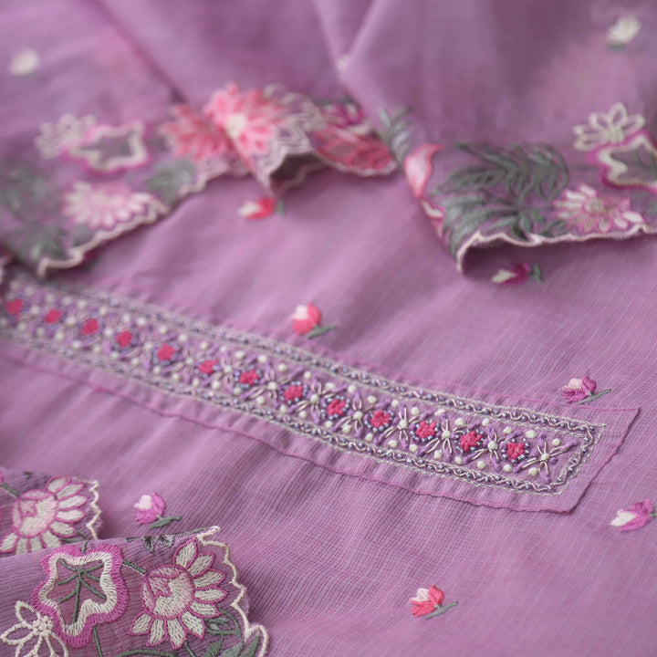 Suhani Orchid Mauve Moti Embellished Work Kota Doriya Suit Set