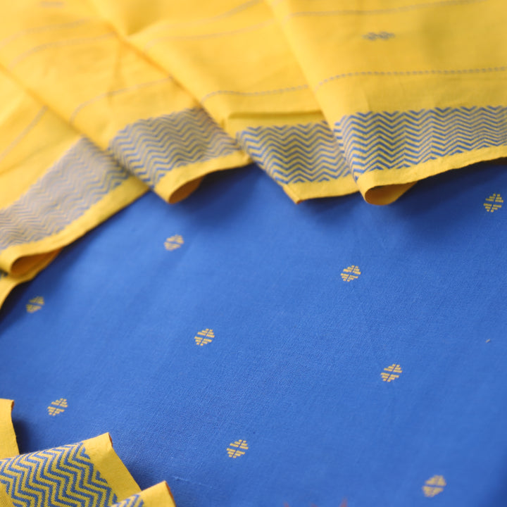 Kanya Royal Blue All Over Thread Weaved Handloom Cotton Suit Set