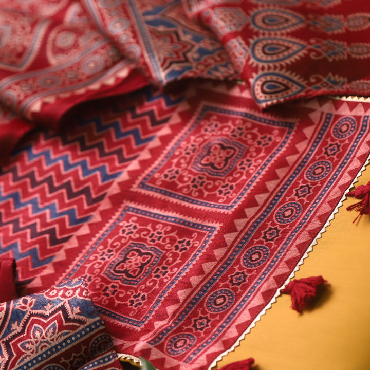 Kushal Dijon Yellow Glazed Cotton Top and Printed Mashru Dupatta-D1