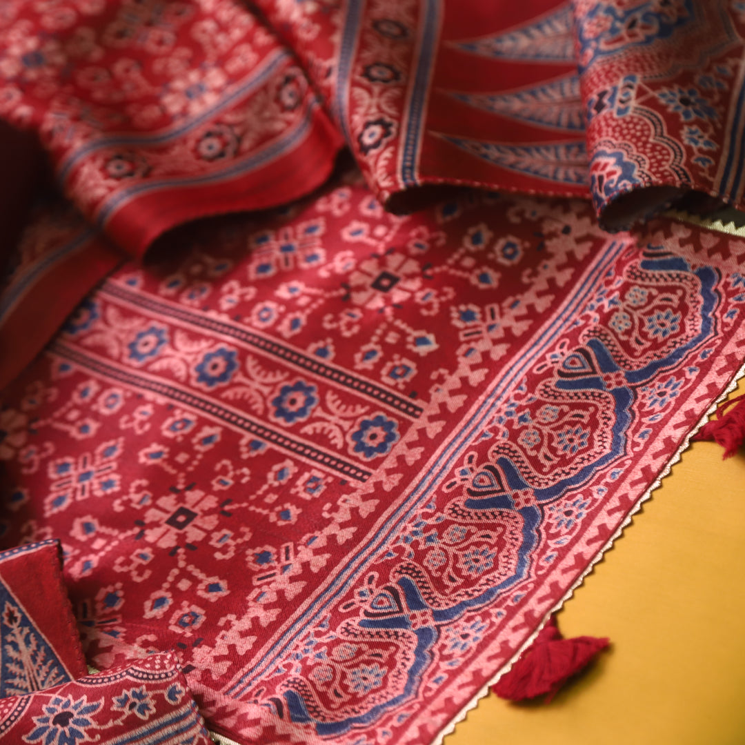 Kushal Dijon Yellow Glazed Cotton Top and Printed Mashru Dupatta-D2
