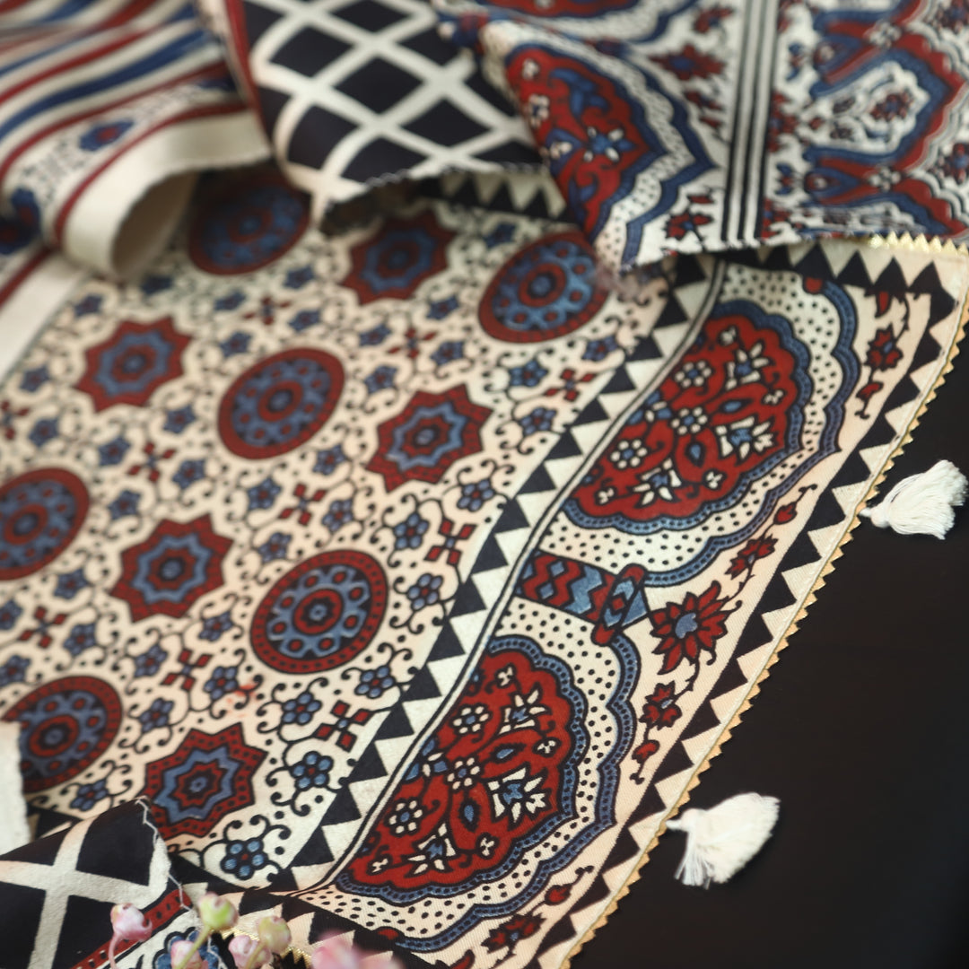 Kushal Raven Black Glazed Cotton Top and Printed Mashru Dupatta-D5
