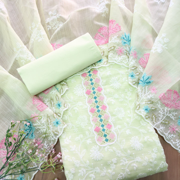 Khayal Minty Green All Over Thread Embroidered Work Kota Doriya Suit Set