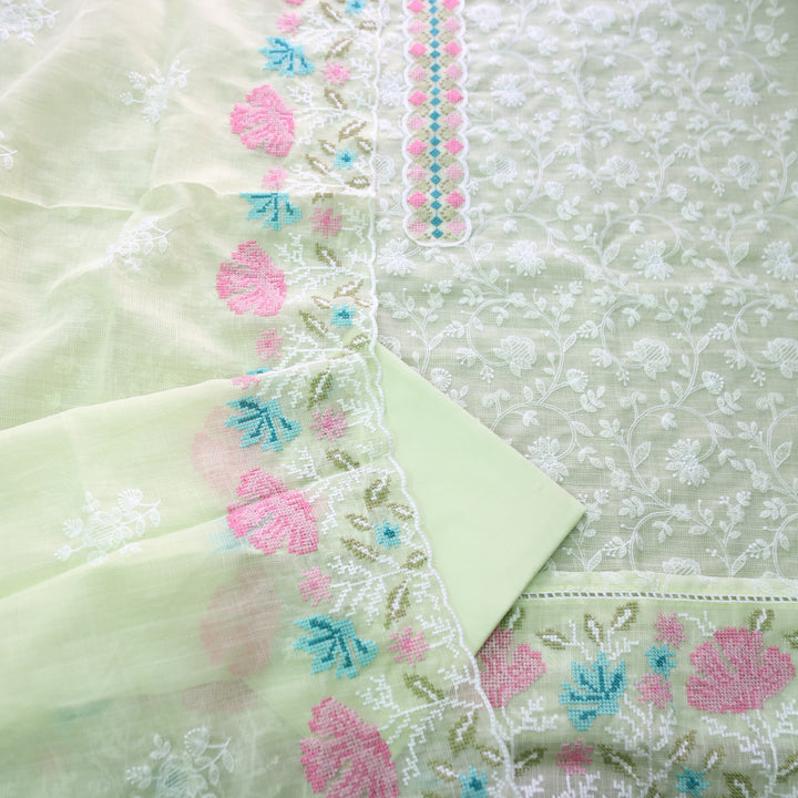 Khayal Minty Green All Over Thread Embroidered Work Kota Doriya Suit Set