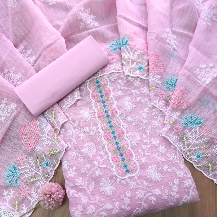 Khayal Lilly Lavender All Over Thread Embroidered Work Kota Doriya Suit Set