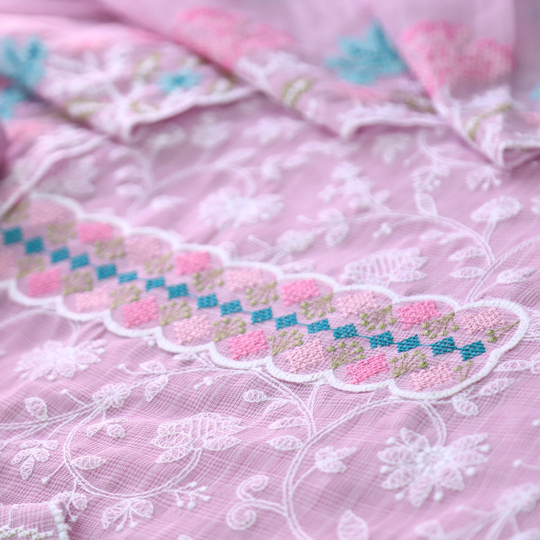 Khayal Lilly Lavender All Over Thread Embroidered Work Kota Doriya Suit Set