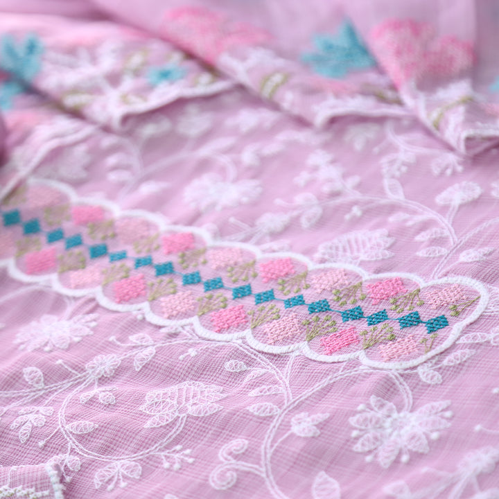 Khayal Lilly Lavender All Over Thread Embroidered Work Kota Doriya Suit Set