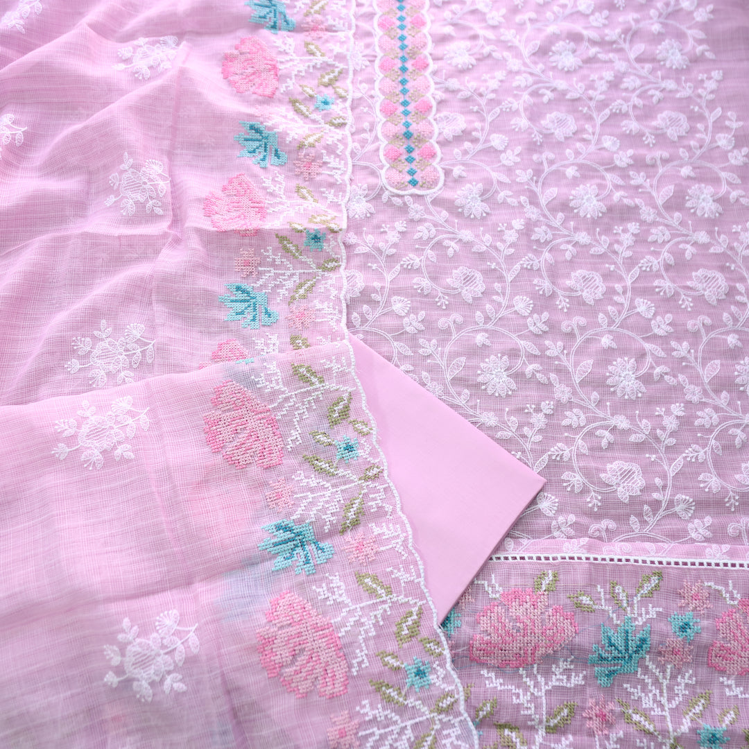 Khayal Lilly Lavender All Over Thread Embroidered Work Kota Doriya Suit Set