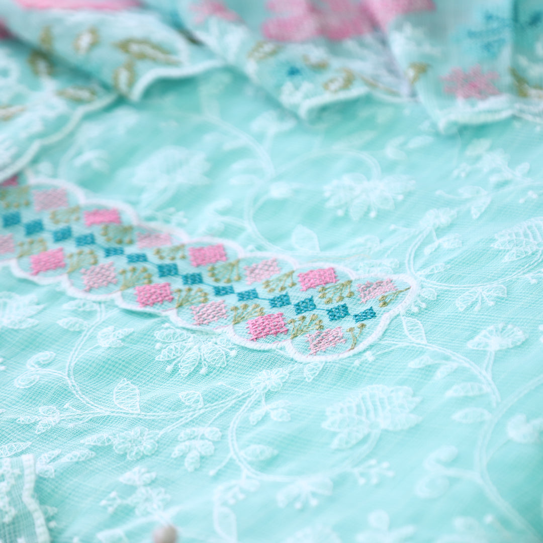 Khayal Sea Form Blue All Over Thread Embroidered Work Kota Doriya Suit Set