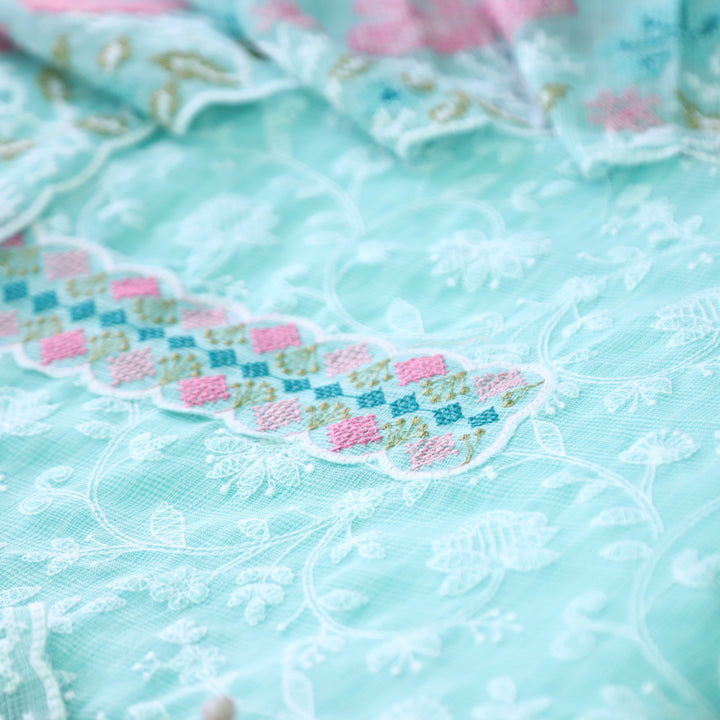 Khayal Sea Form Blue All Over Thread Embroidered Work Kota Doriya Suit Set
