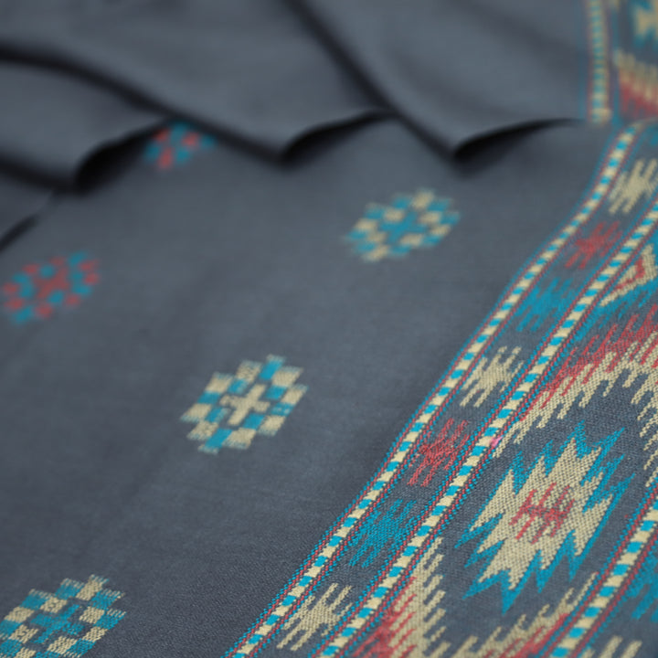 संजीवनी Fossil Grey Defined by Thread Weaved Hem Semi Pashmina Winter Set