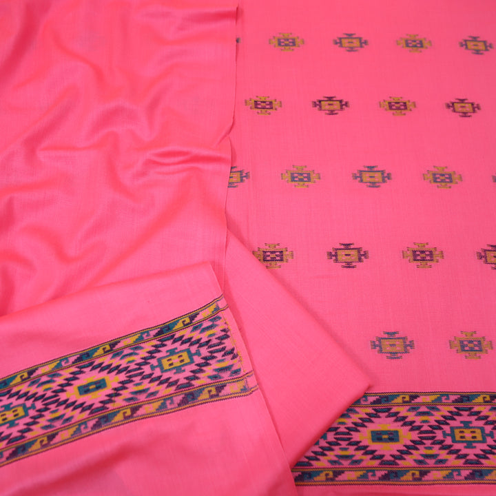 संजीवनी Light Pink Defined by Thread Weaved Hem Semi Pashmina Winter Set