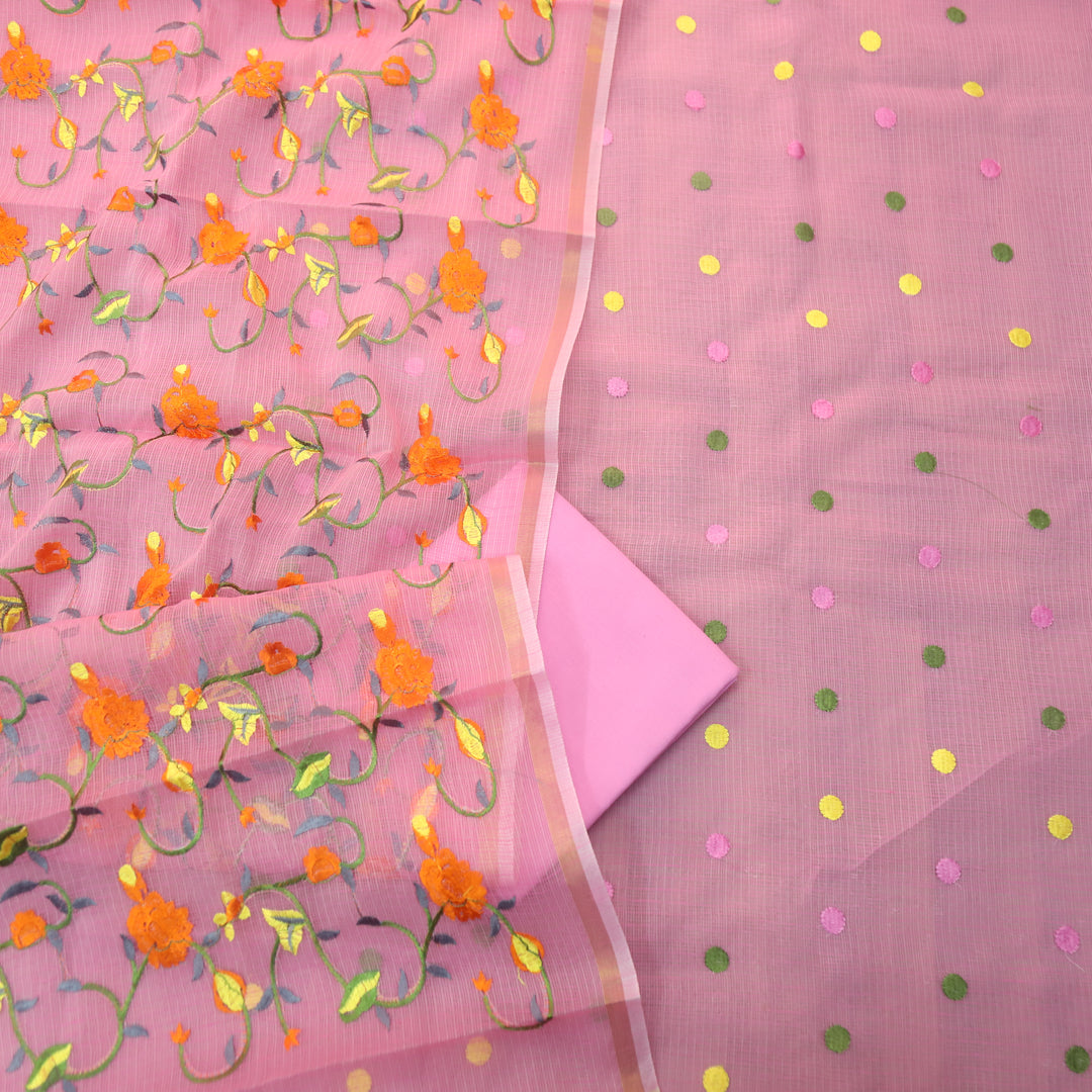 Udarri Candy Pink All Over Embriodered Buti Work Kota Doriya Suit Set