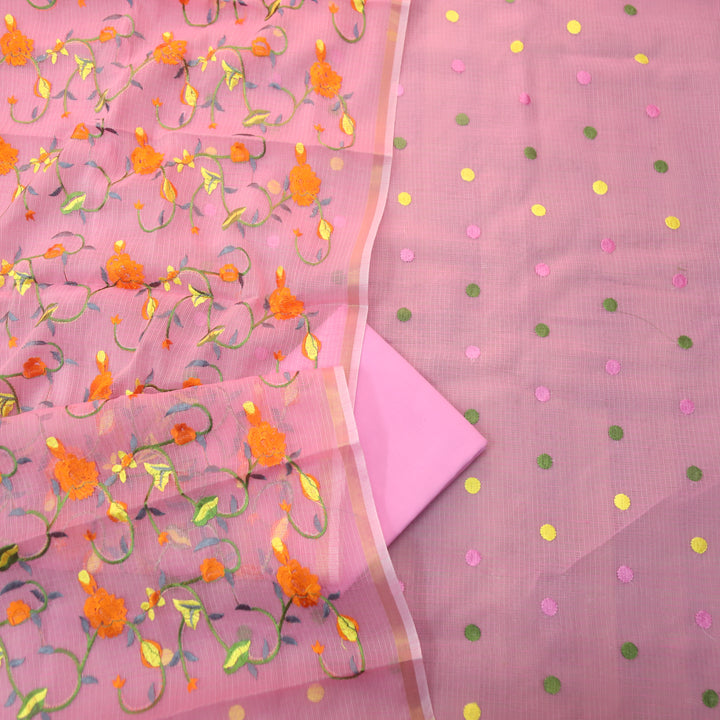 Udarri Candy Pink All Over Embriodered Buti Work Kota Doriya Suit Set