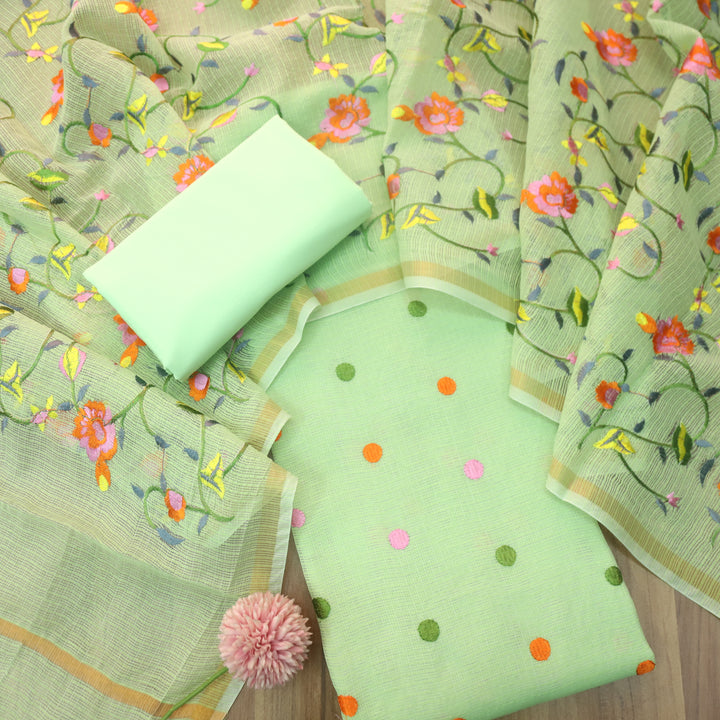 Udarri Mint Green All Over Embriodered Buti Work Kota Doriya Suit Set