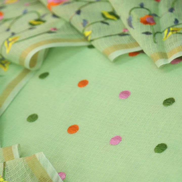 Udarri Mint Green All Over Embriodered Buti Work Kota Doriya Suit Set