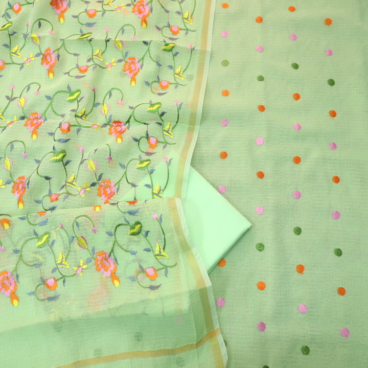 Udarri Mint Green All Over Embriodered Buti Work Kota Doriya Suit Set