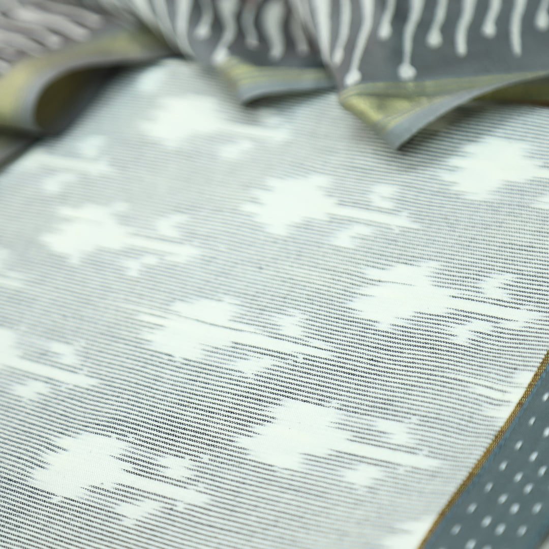 Vandana Fossil Grey All Over Ikkat Inspired Printed Handloom Cotton Suit Set