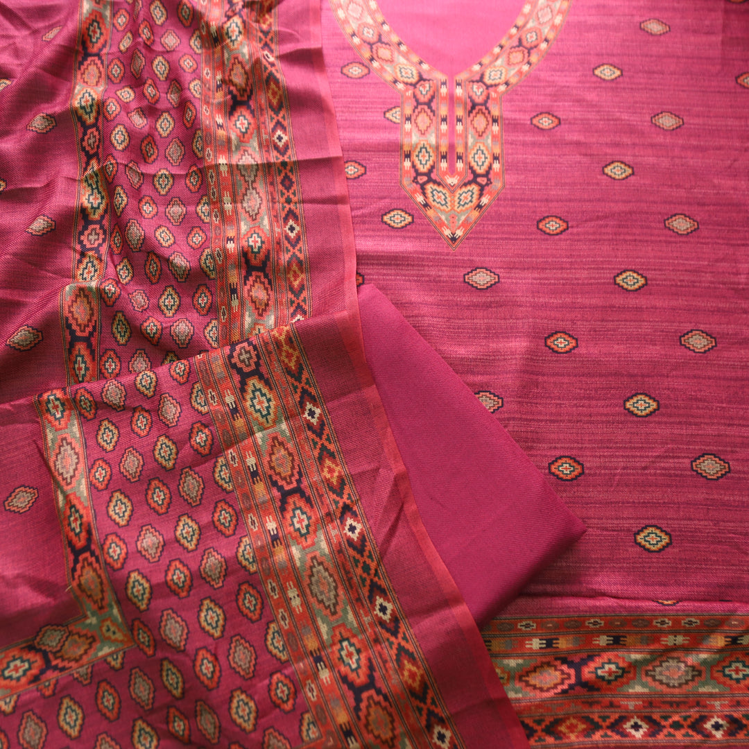 भानु Blush Mauve with Elegant Digital Printed Work Semi Pashmina winter Set