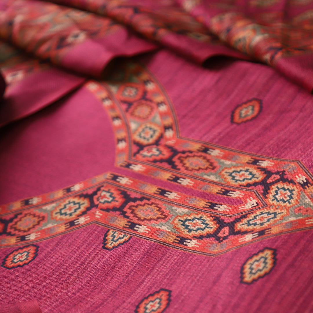 भानु Blush Mauve with Elegant Digital Printed Work Semi Pashmina winter Set