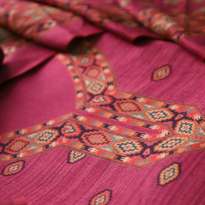 भानु Blush Mauve with Elegant Digital Printed Work Semi Pashmina winter Set