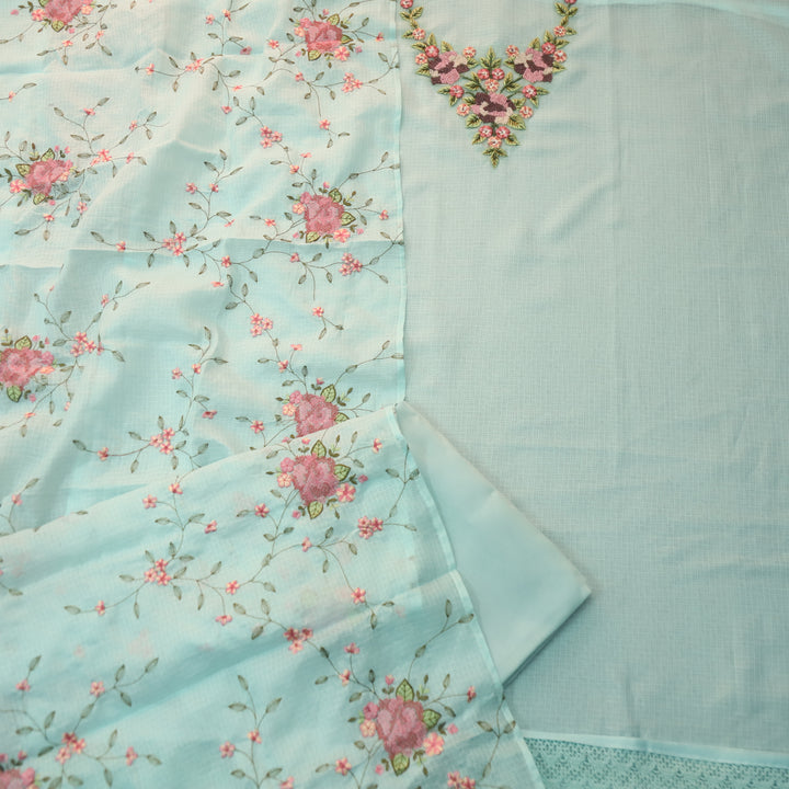 Noor Sea Form Blue Thread Embriodered with Moti Work Kota Doriya Suit Set