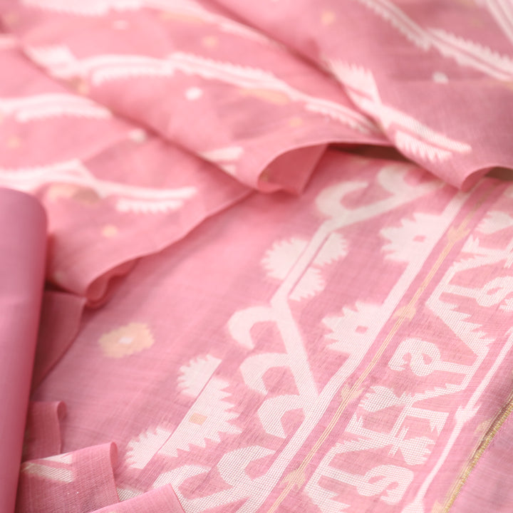 Jannat Rose Pink Authentic Jamdani Top and Jamdani Dupatta
