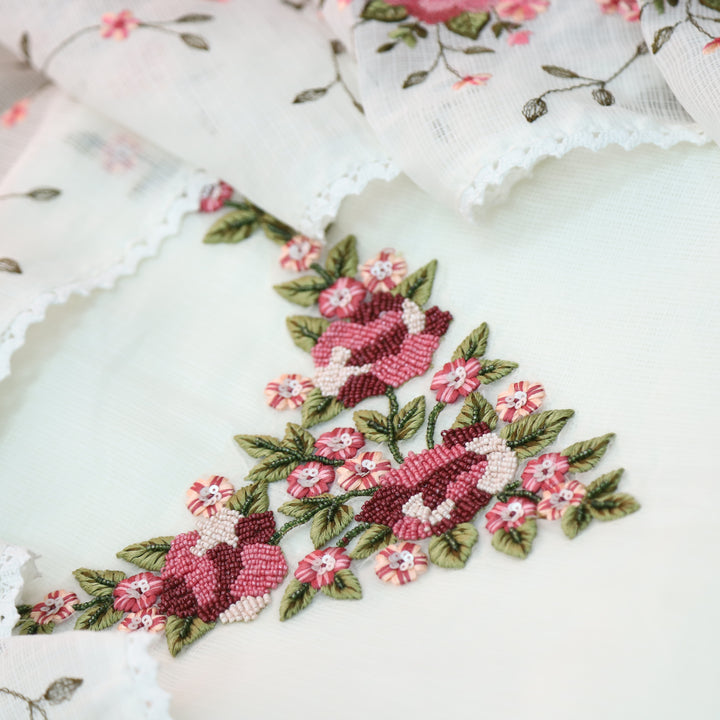 Noor Pearl White Thread Embriodered with Moti Work Kota Doriya Suit Set