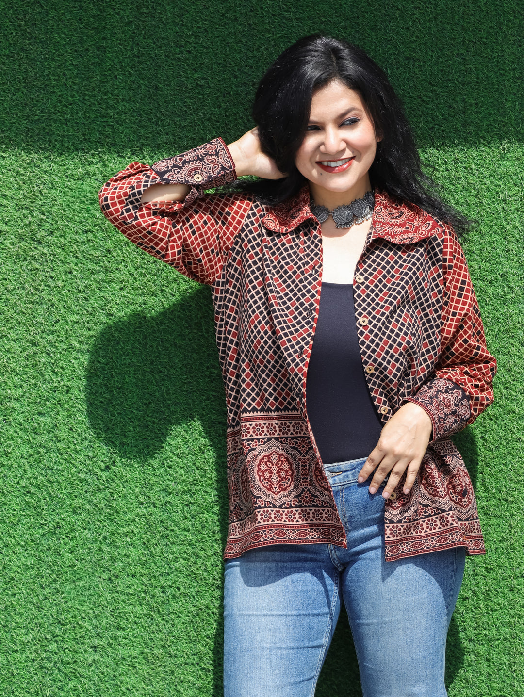Alize Faded Black Ajrak Cotton Shirt