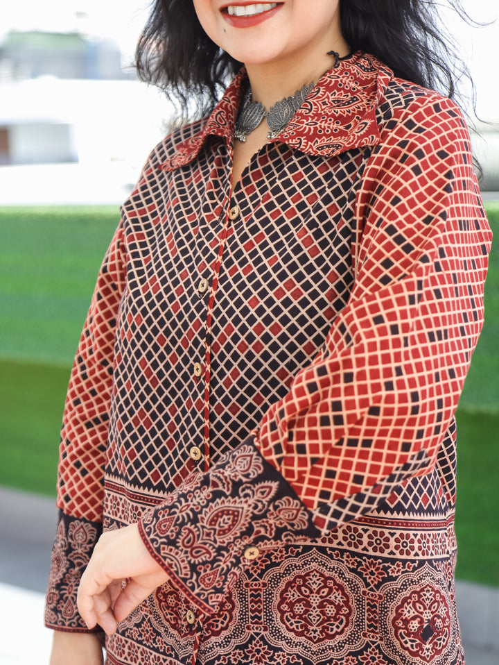 Alize Faded Black Ajrak Cotton Shirt