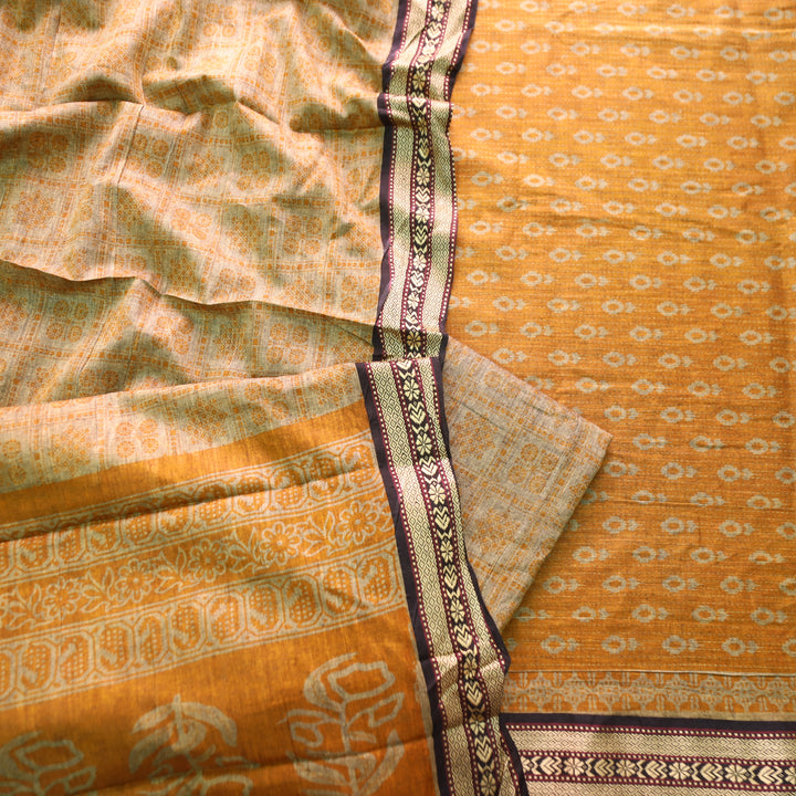 Kranti Dijon Yellow Digital Printed Mangalgiri Hem Work Cotton Set