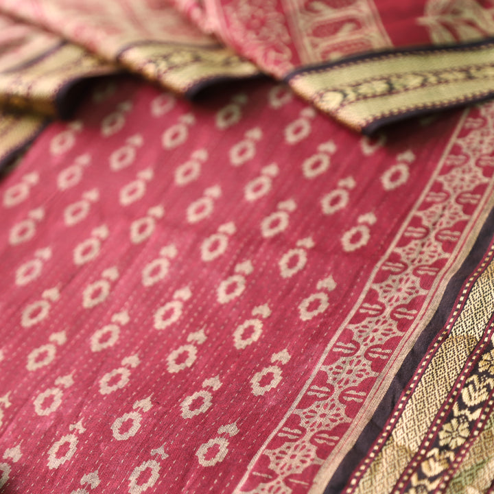 Kranti Berry Red Digital Printed Mangalgiri Hem Work Cotton Set