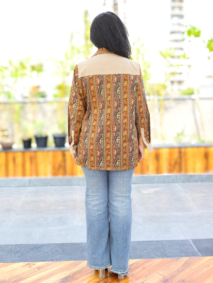 Purvi Mustard Yellow Abstract Cotton Shirt