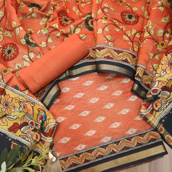 Rajjvi Coral Peach Digital Printed Muslin Suit Set