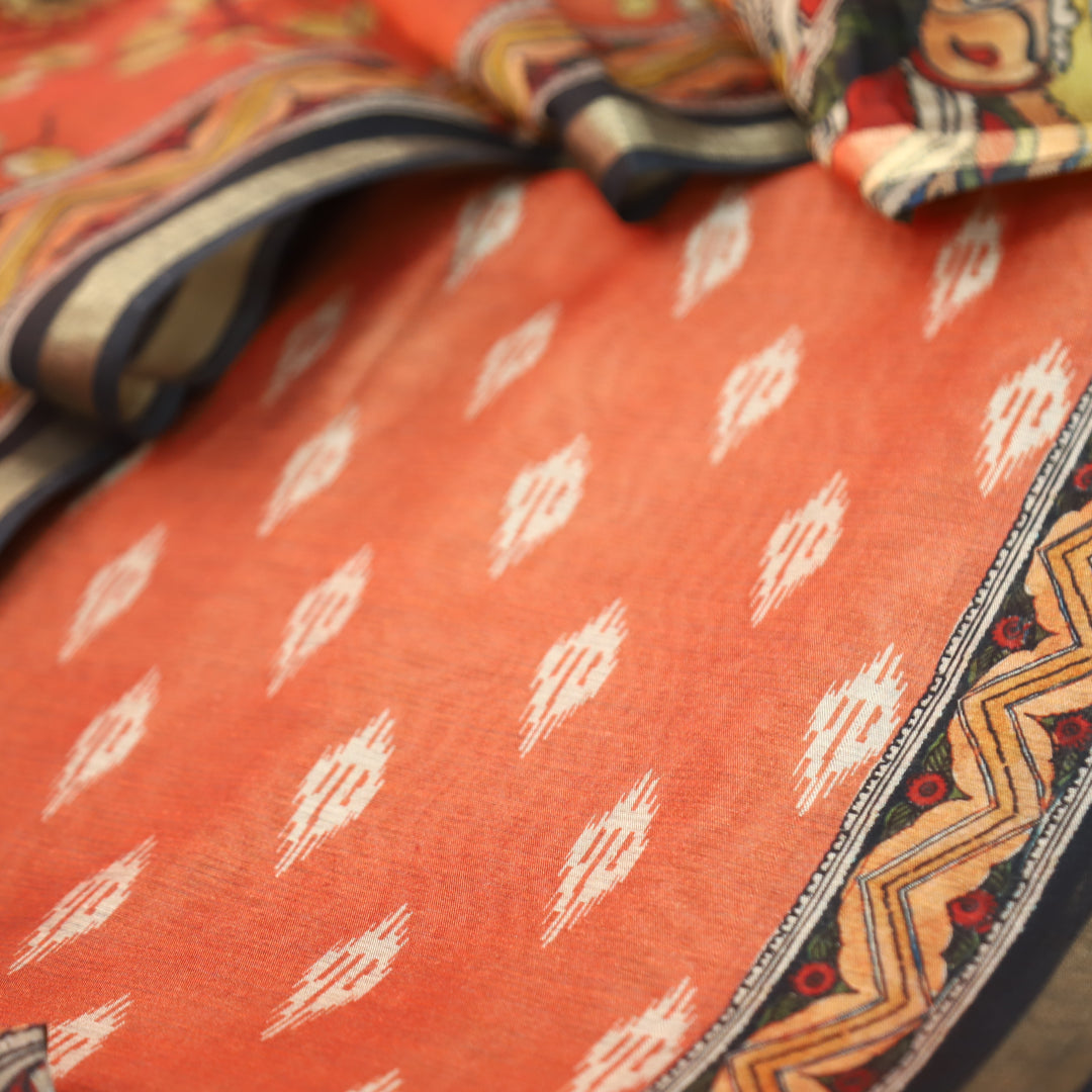 Rajjvi Coral Peach Digital Printed Muslin Suit Set